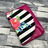Floral stripes with pink book bestie, pick your size