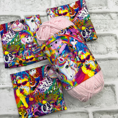 Lisa Frank yarn cozy