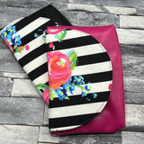 Floral stripes with black book bestie, pick your size