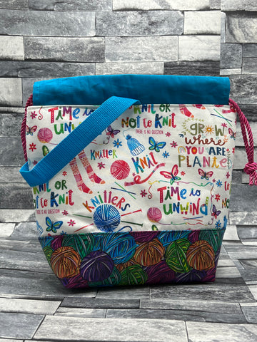 Knit brighter drawstring bag