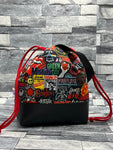 Rock band patches drawstring bag