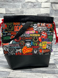Rock band patches drawstring bag