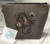 Dark witch embroidered zipper bag