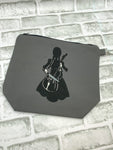 Cello silhouette embroidered zipper bag