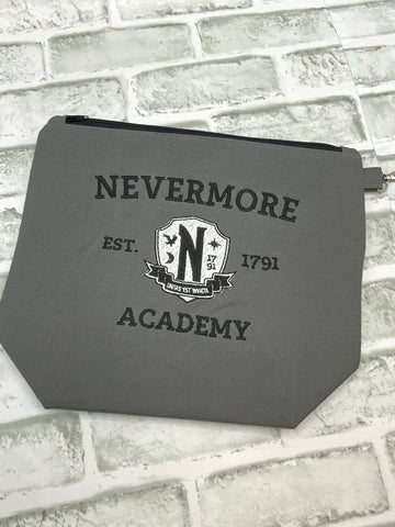 Nevermore Academy embroidered zipper bag