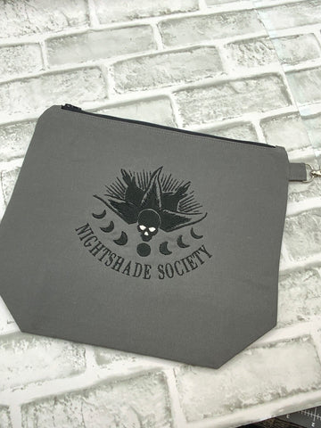 Nightshade Society embroidered zipper bag