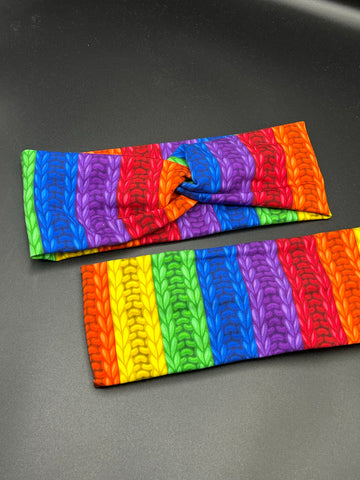 Rainbow faux knit headband